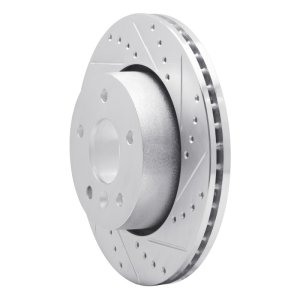 Land Rover Range Rover Brake Rotor (1) - Front Right - R1 Concepts - Drilled & Slotted - Silver - `94-`02